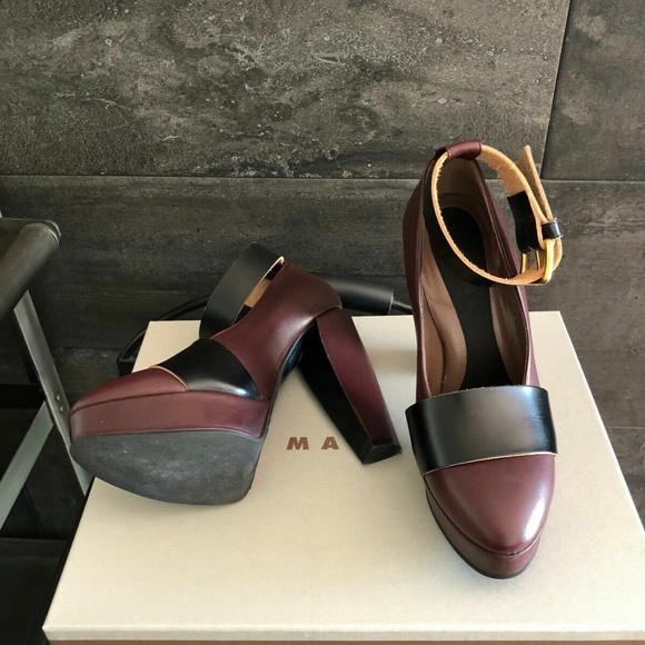 Marni brown ankle strap 5" heel pumps size 37 made in Italy - Picture 2 of 10